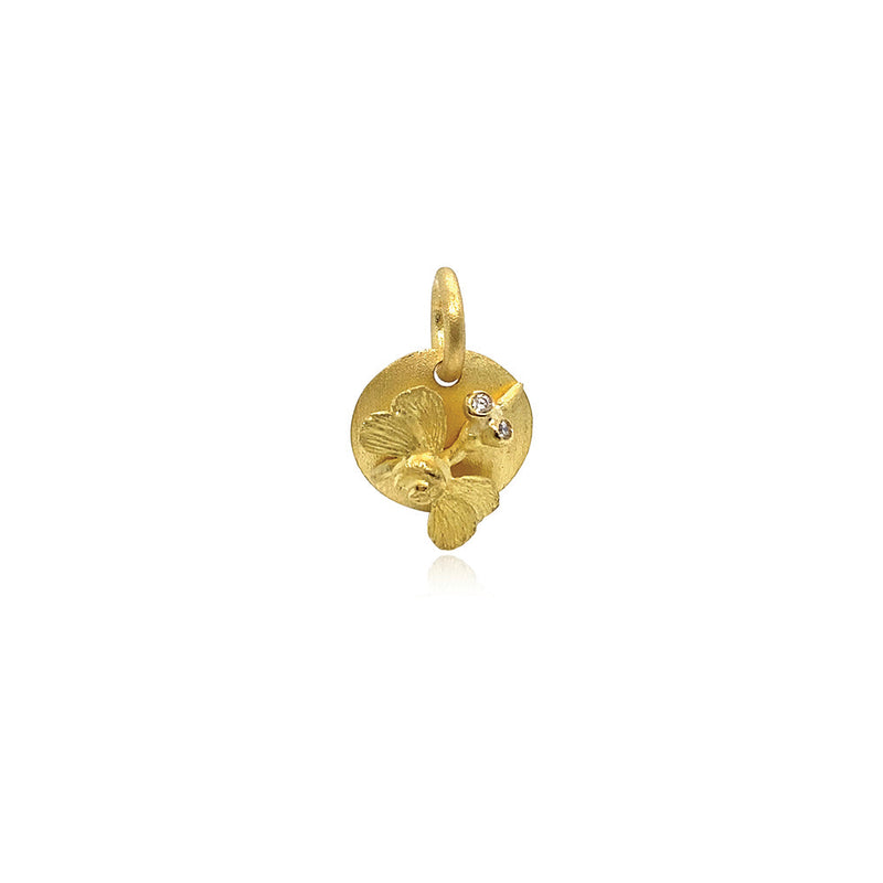 18K Yellow Gold Garden Bug Pendant