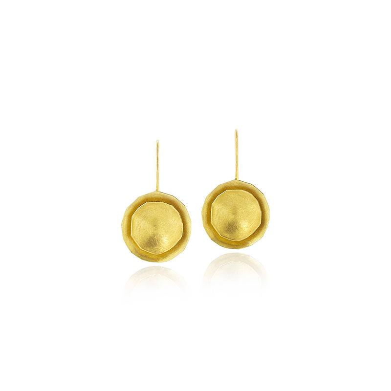 Double Gold Disc Reflector Earrings