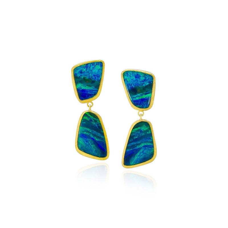 Double Australian Boulder Opal Drop Earrings