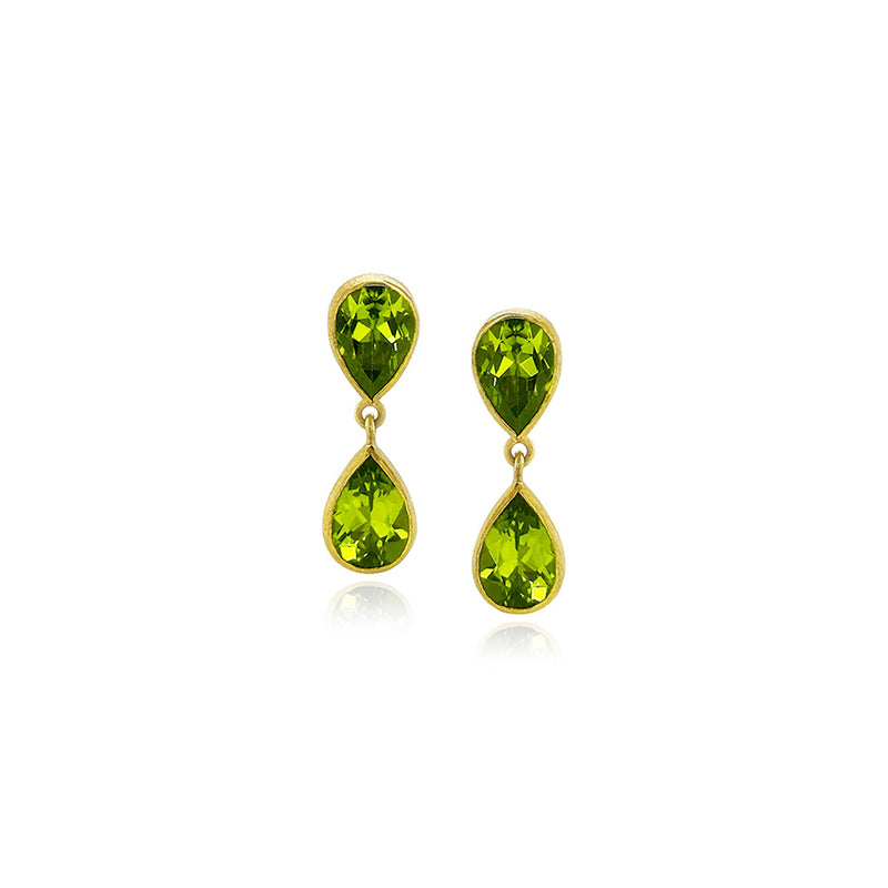 Faceted Peridot Double Drop Earrings