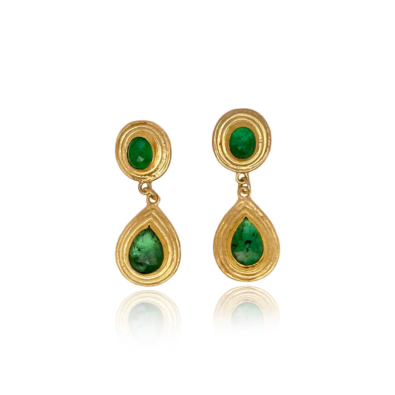 Double Emerald Drop Earrings