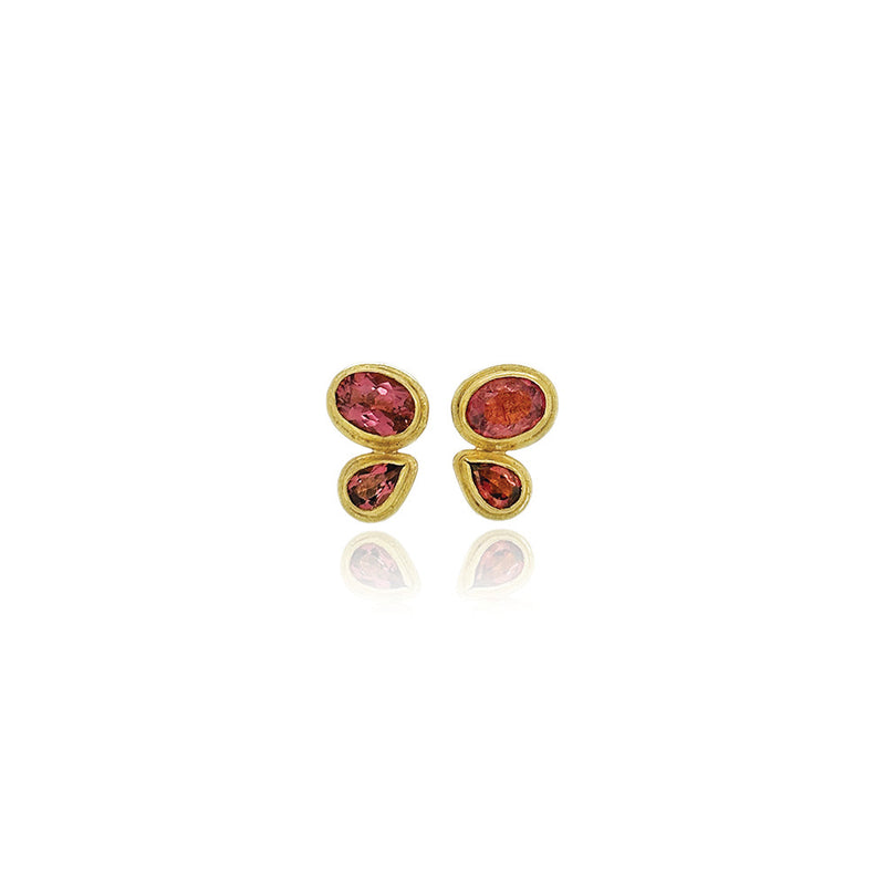 Double Faceted Pink Tourmaline Earrings