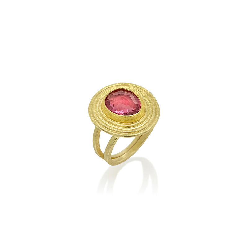 "Zen Garden" Red Tourmaline Split Shank Ring