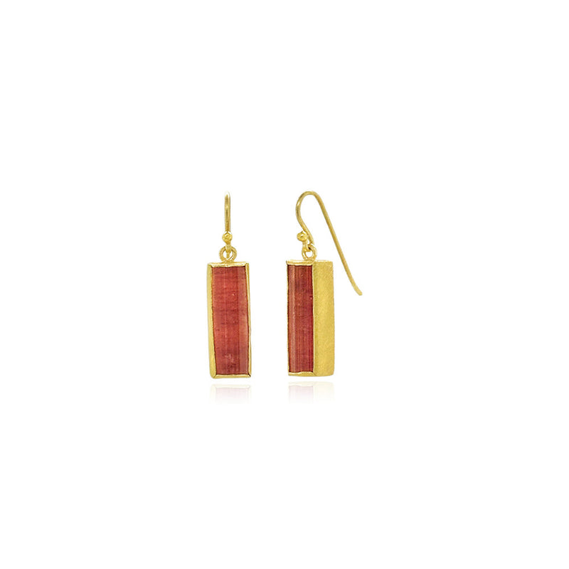 Raspberry Pink Tourmaline Drop Earrings