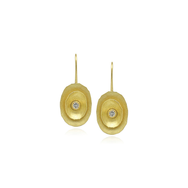 Double Layered "Poppy" Earrings with Diamonds