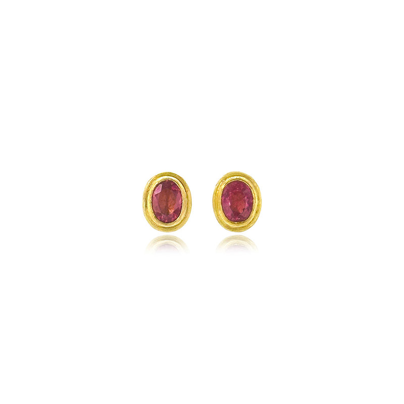Faceted Pink Tourmaline Oval Stud Earrings