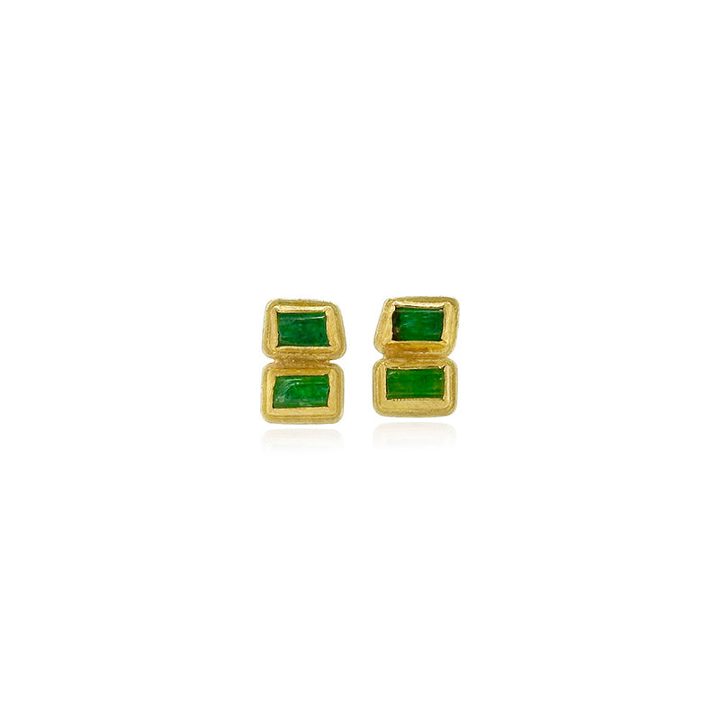 Double Natural Crystal Emerald Earrings