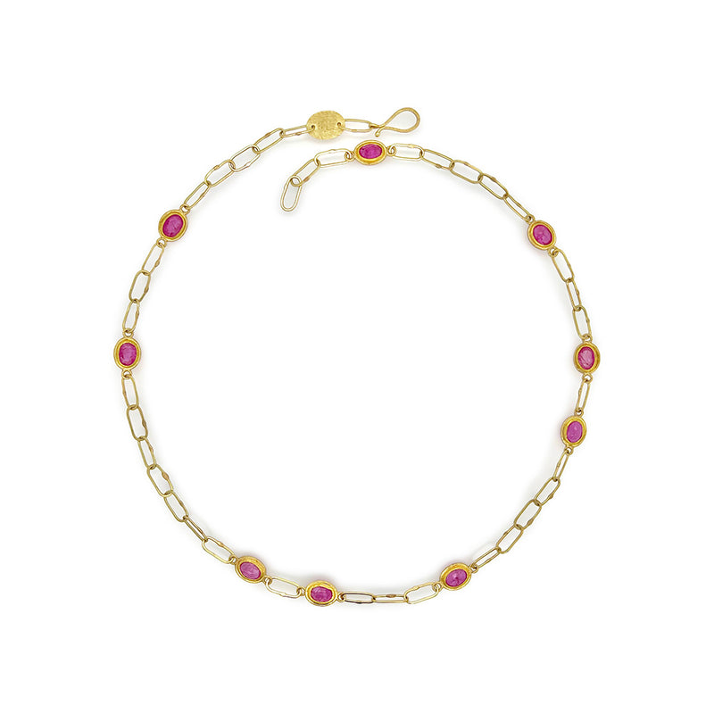 Dark Pink Facetted Sapphire Necklace