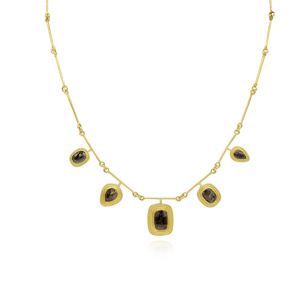 5 brown diamond segment necklace