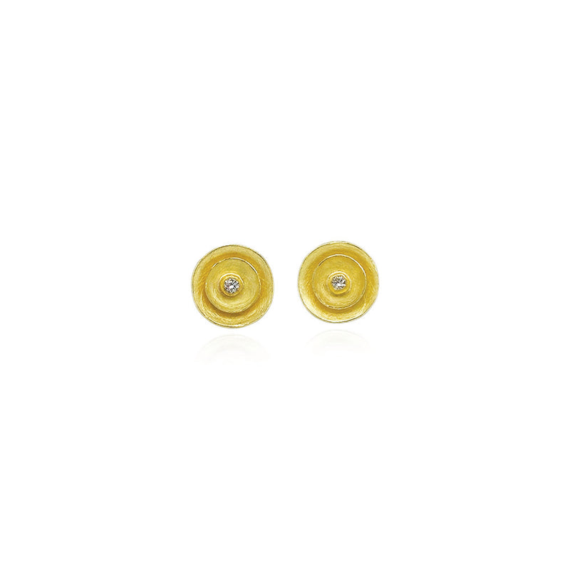 Double Reflective Earrings with Light Champagne Diamonds