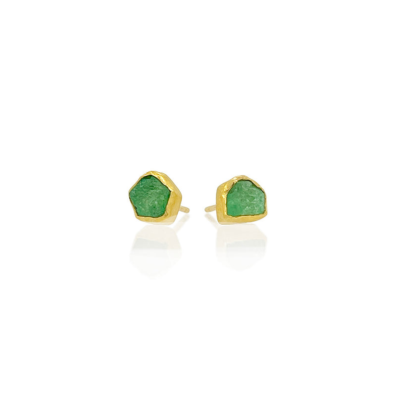 Natural Emerald Crystal Stud Earrings