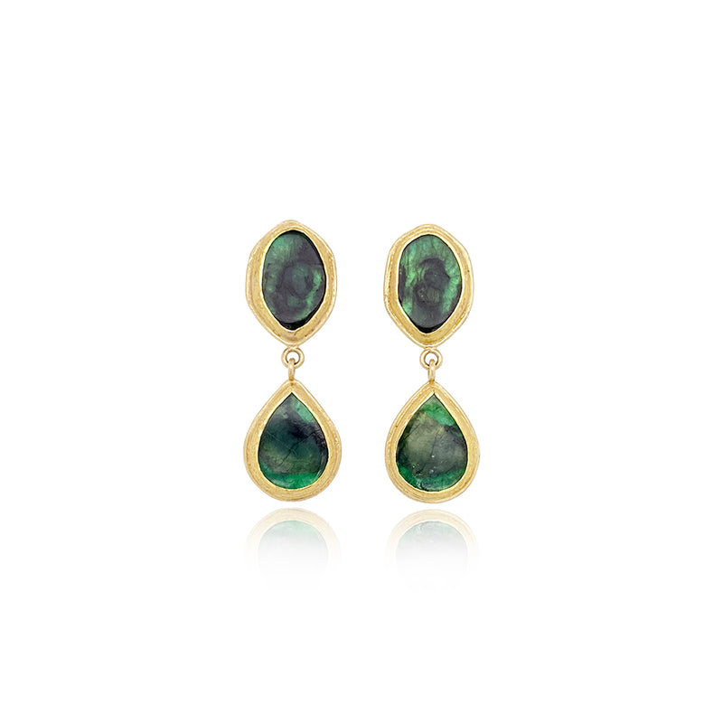 Double Emerald Slice Earrings