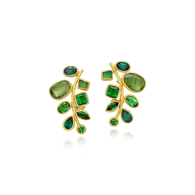 "Grape Cluster" Earrings in Green Tourmalines