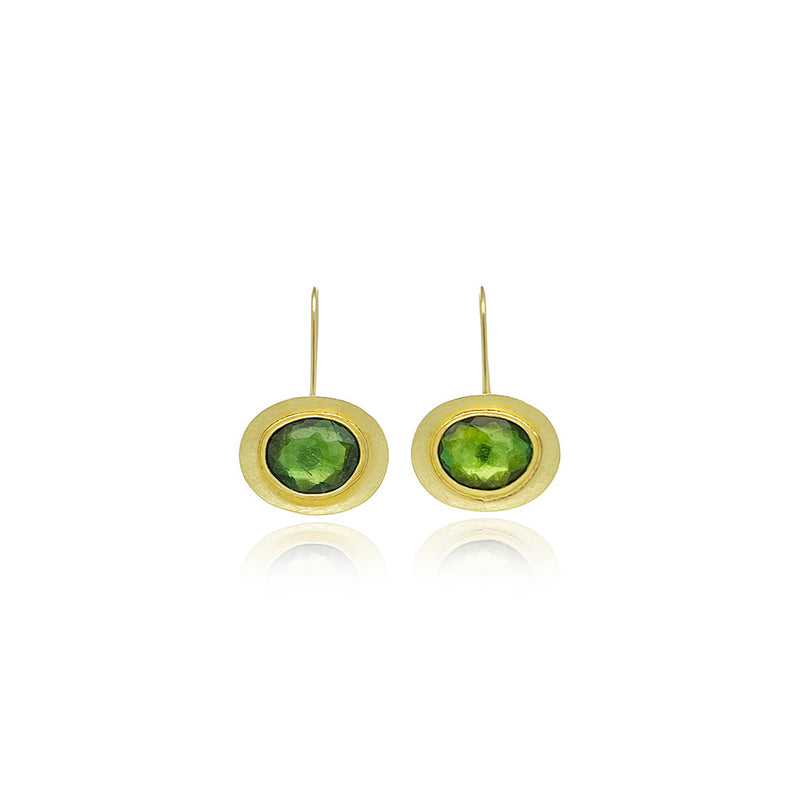 Free Form Rose Cut Tourmaline Cup Earrings