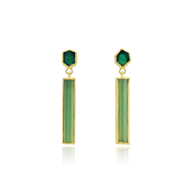 Green Tourmaline Dangle Earrings