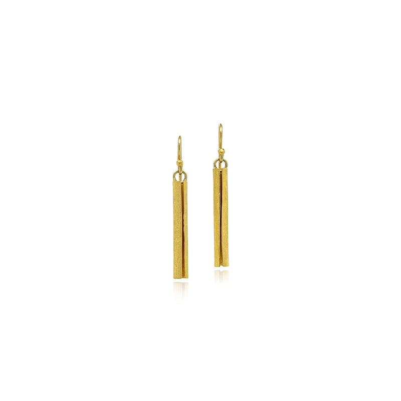 22K Gold Tube Hanging Earrings