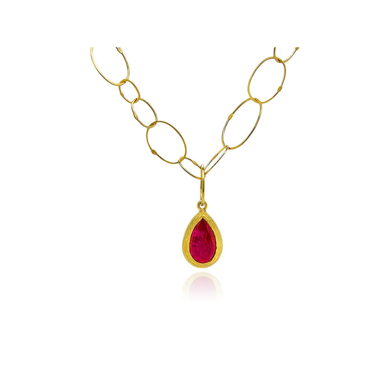 Faceted Tear Drop Ruby Pendant