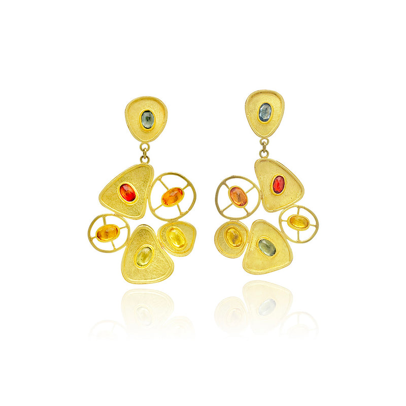 Satelite "Retro" Earrings with Multi-Color Sapphires