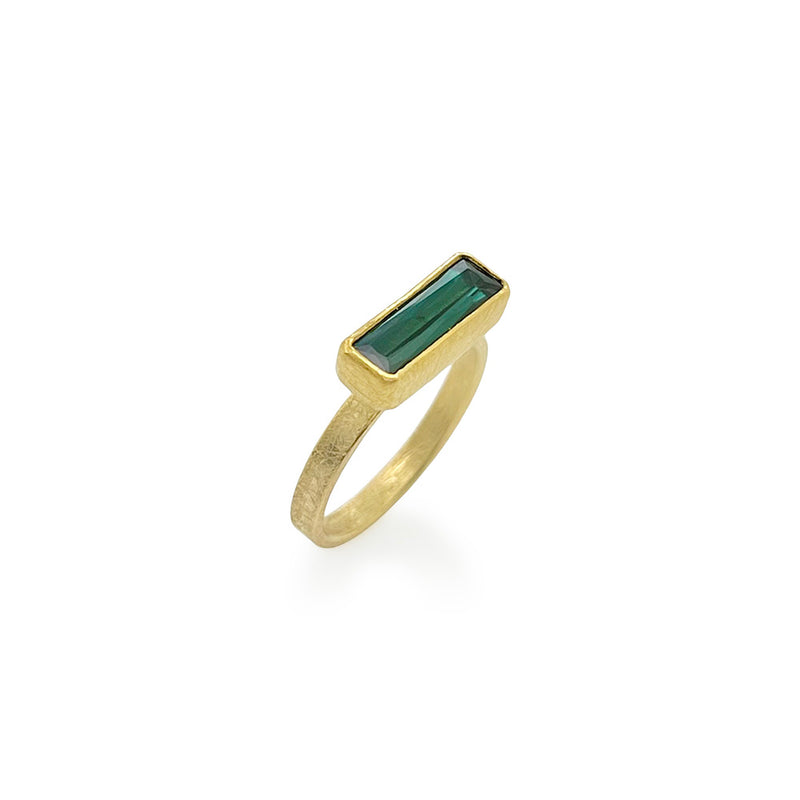 East/West Faceted Green Tourmaline Ring