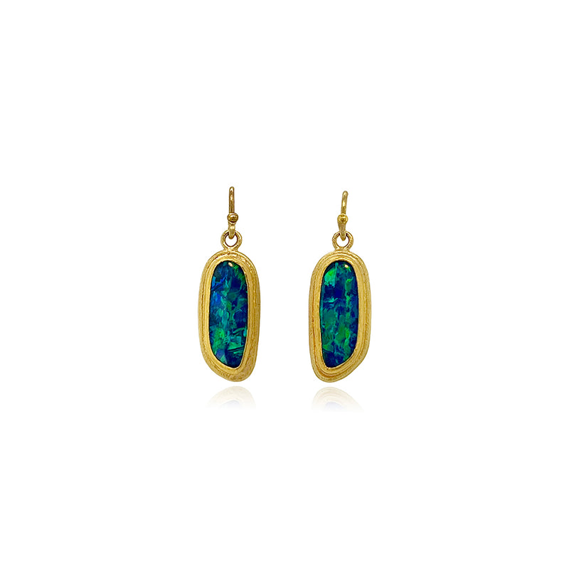 Australian Boulder Opal Long Earrings