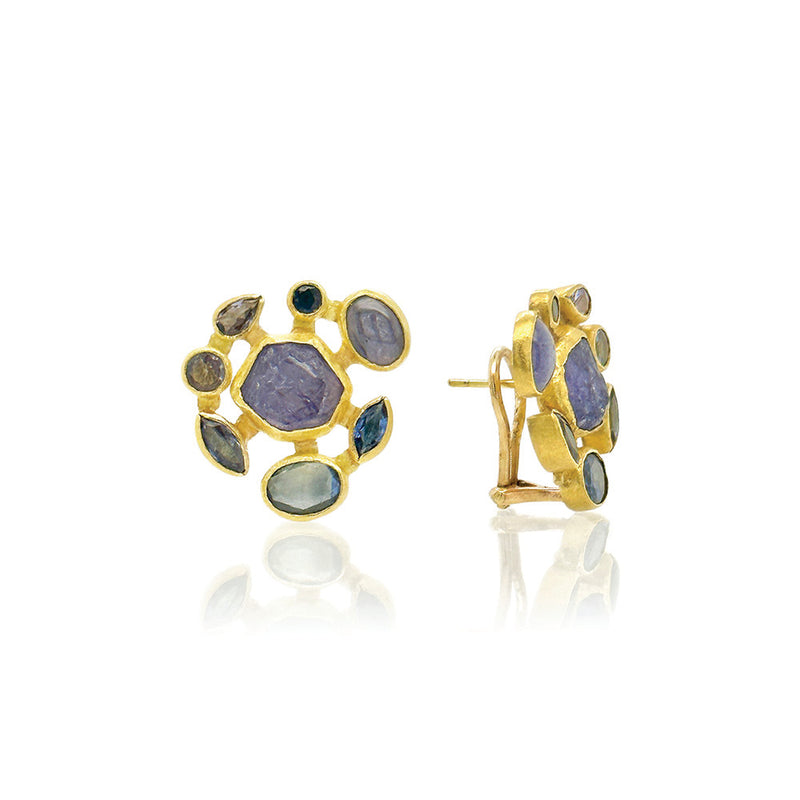Tanzanite Cluster Earrings
