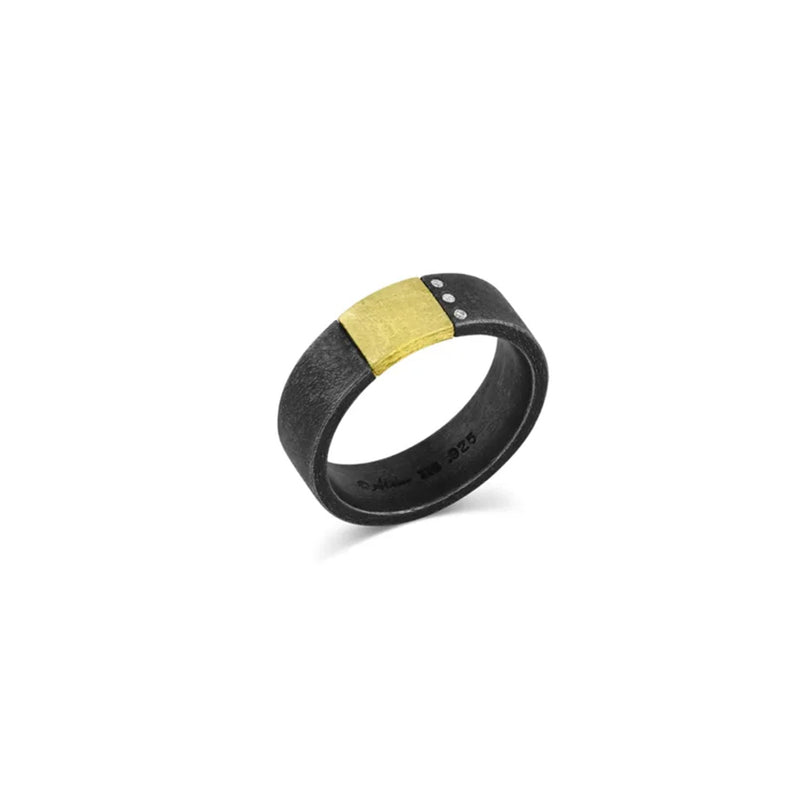 Round Silver Ring with Yellow Gold