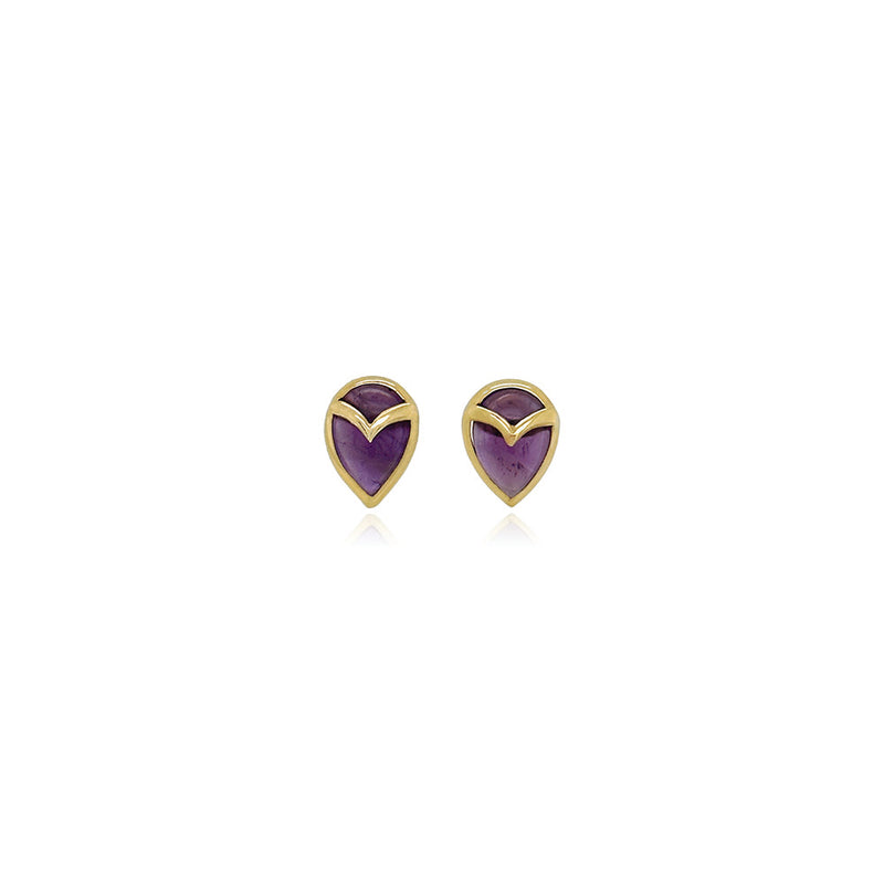 Owl Stud Earrings in Amethyst