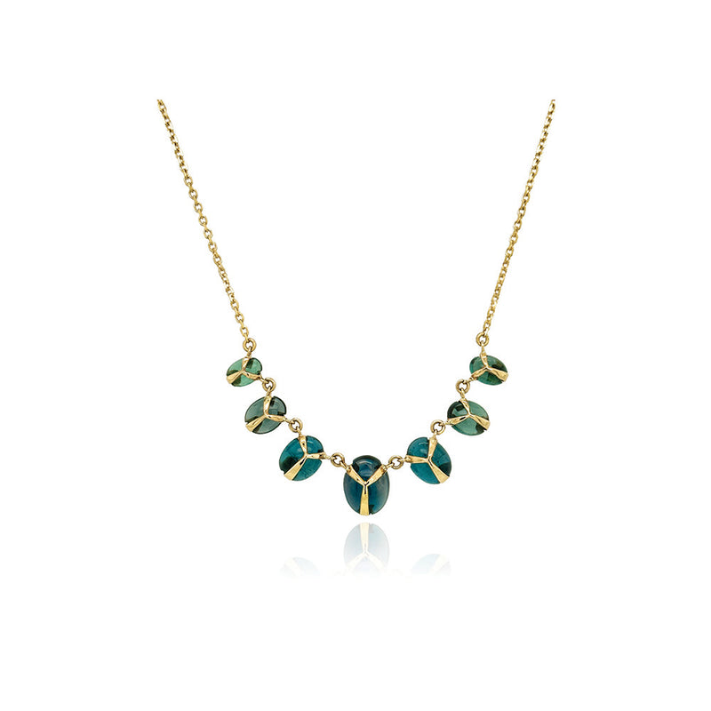Lucky Scarab Charm Chain in Blue and Green Tourmalines