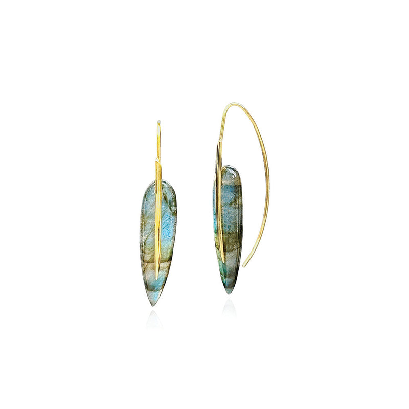 Feather Earrings with Labradorite