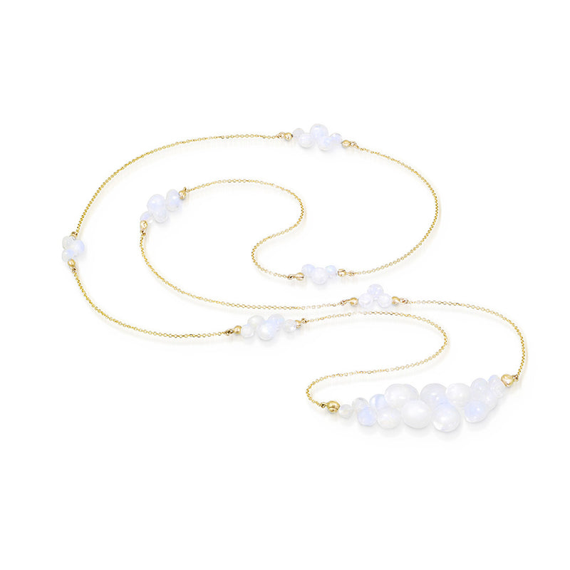 "Caviar" Eternity Necklace in Rainbow Moonstone