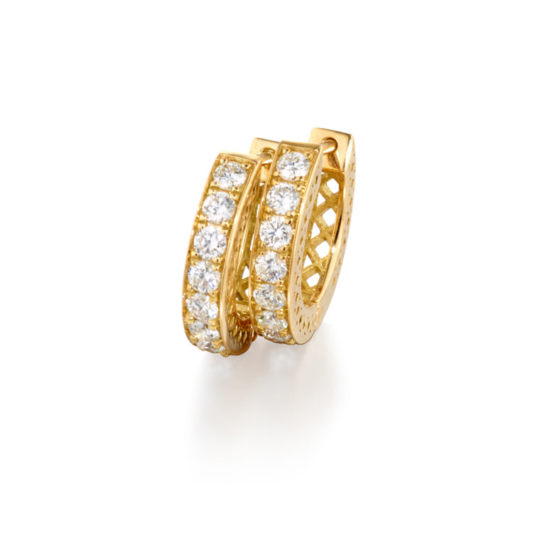 crownwork huggie earrings with diamonds