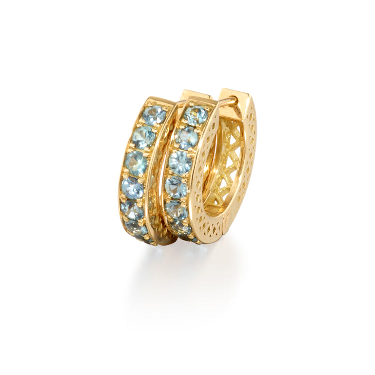 Crownwork Huggie Earrings with Green Sapphires