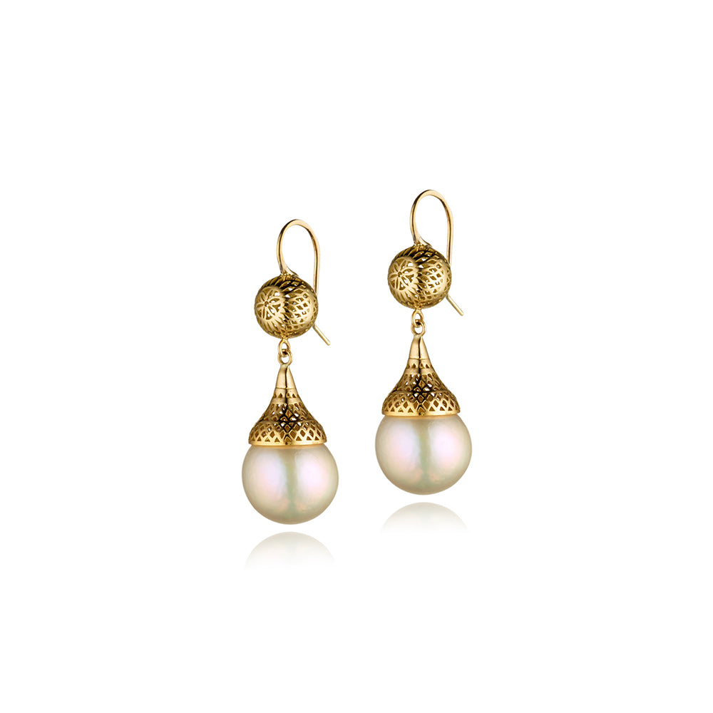 pearl earrings with crownwork