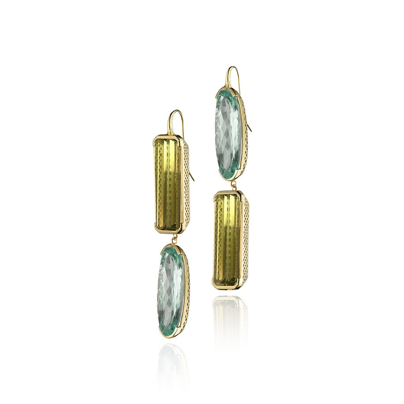 Green Citrine and Green Amethyst Mismatch Earrings