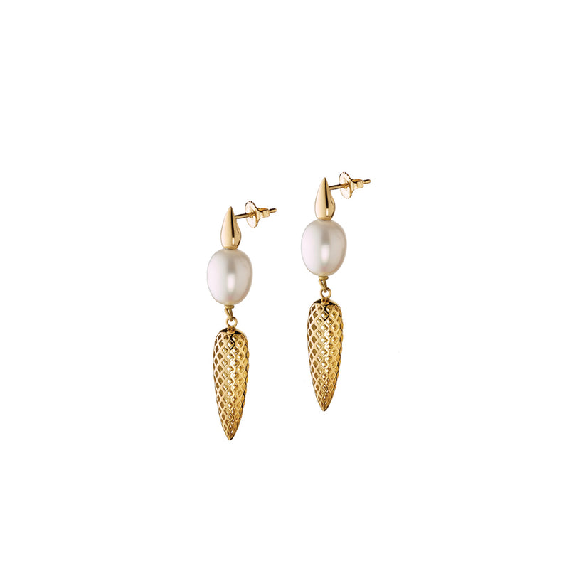 Freshwater Pearl Top Crownwork Earrings