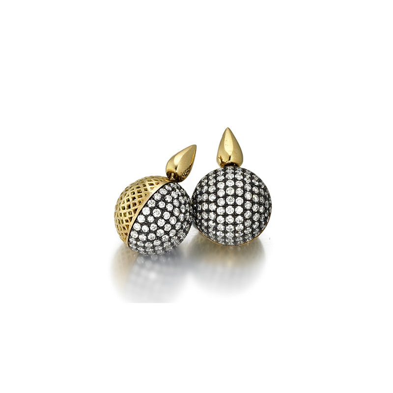 Pavé Diamond Crownwork Ball Earrings