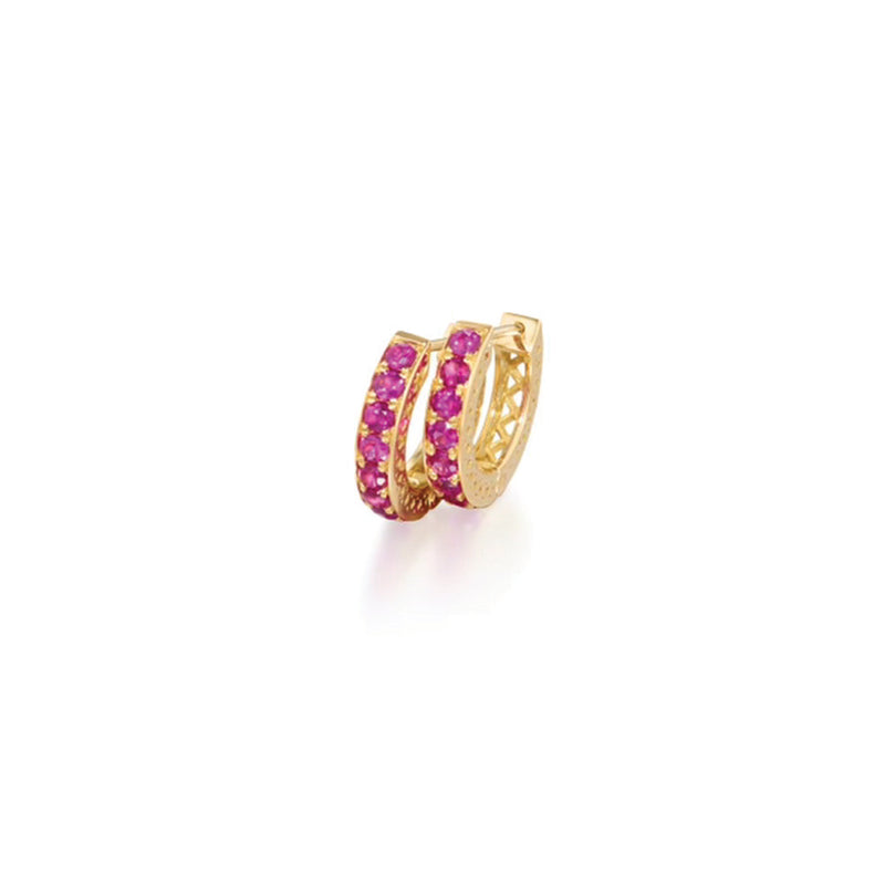 Crownwork Huggie Earrings with Pink Sapphires