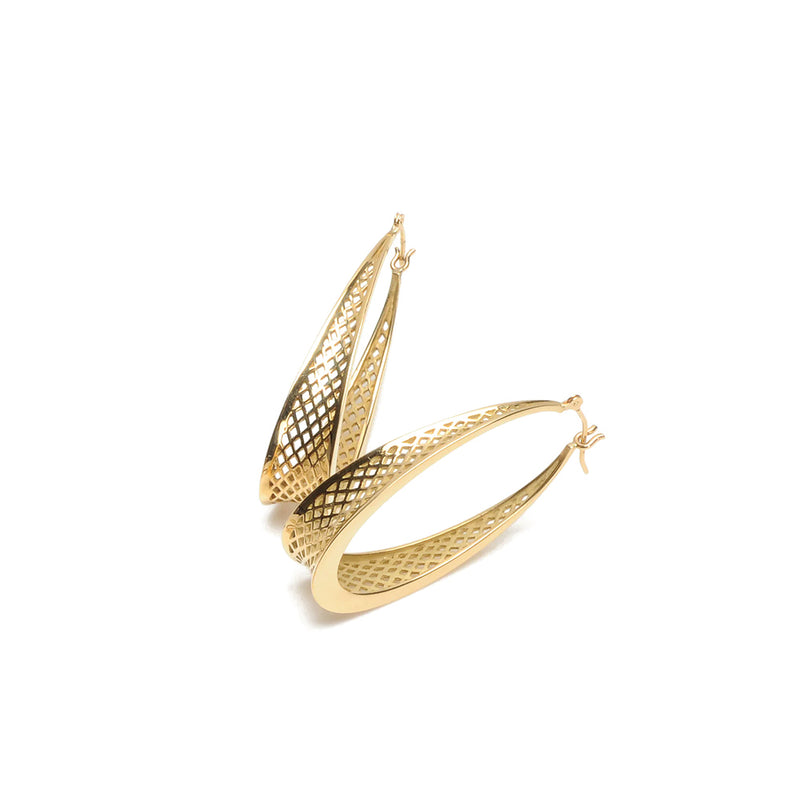 Large Oval Crownwork Tapered Hoops