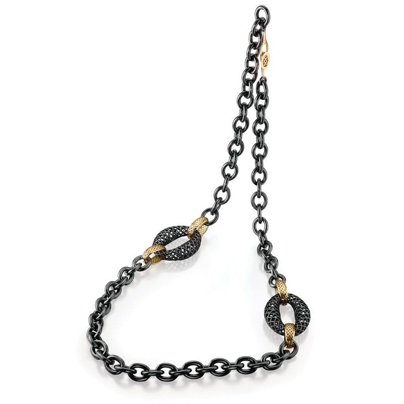 Chubby Link Necklace with Oxidized Sterling Silver