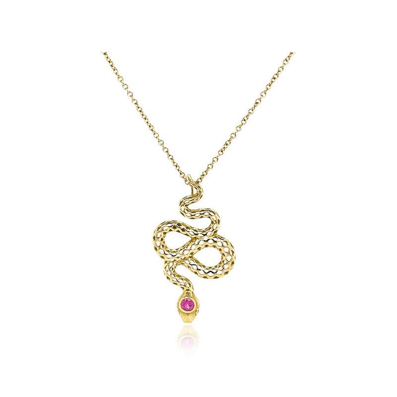 Pink Sapphire Crownwork Snake Pendant