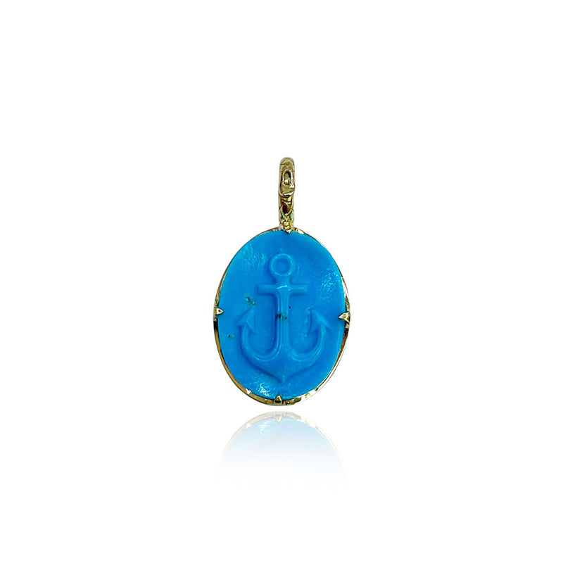 Carved Kingman Turquoise Anchor