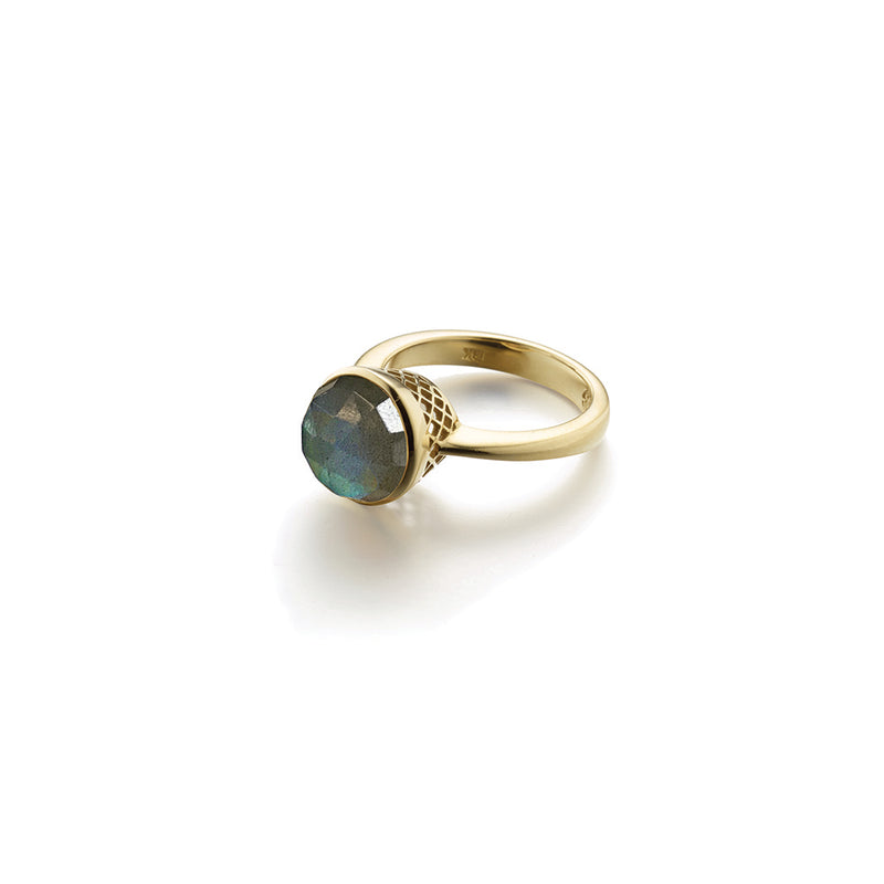 Rose Cut Labradorite Crownwork Ring
