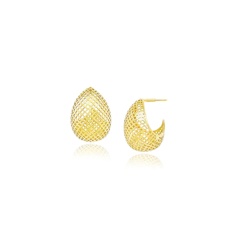 Large Crownwork "Egg" Huggie Basket Earrings