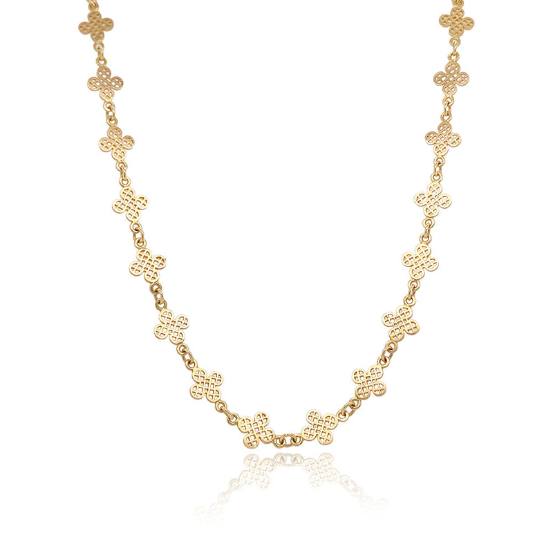 18K Crownwork Clover Leaf Necklace