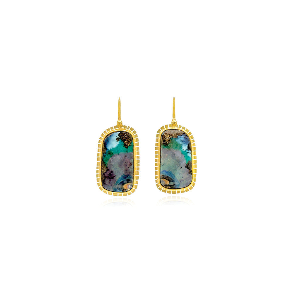australian boulder opal split earrings
