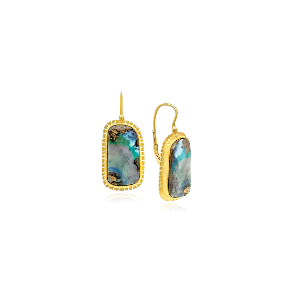 australian boulder opal split earrings
