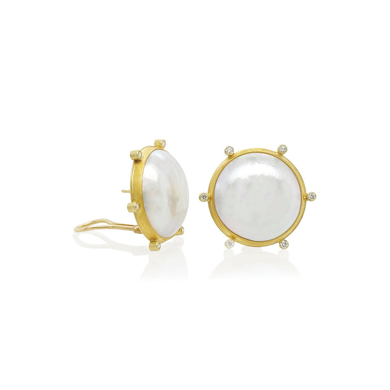 Large Japanese Mabe Pearl Earrings
