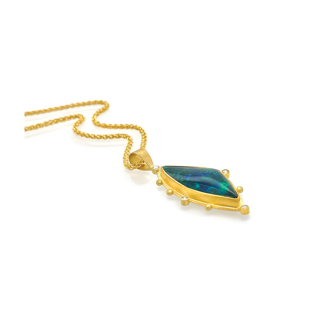 Australian Black Opal Pendant with Diamonds