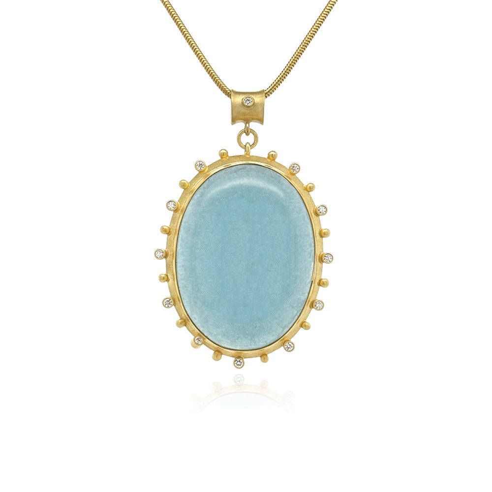 large aquamarine "Looking Glass" Pendant