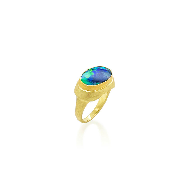 East/West Australian Black Opal Ring